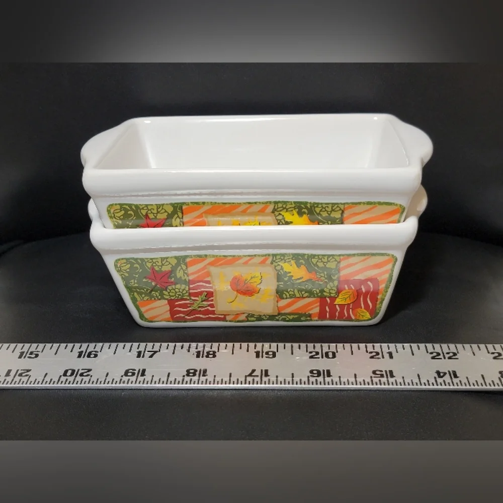 Vintage Garden Ridge Fall Harvest Mini Loaf Pans Set of 2 Autumn Baking Dishes